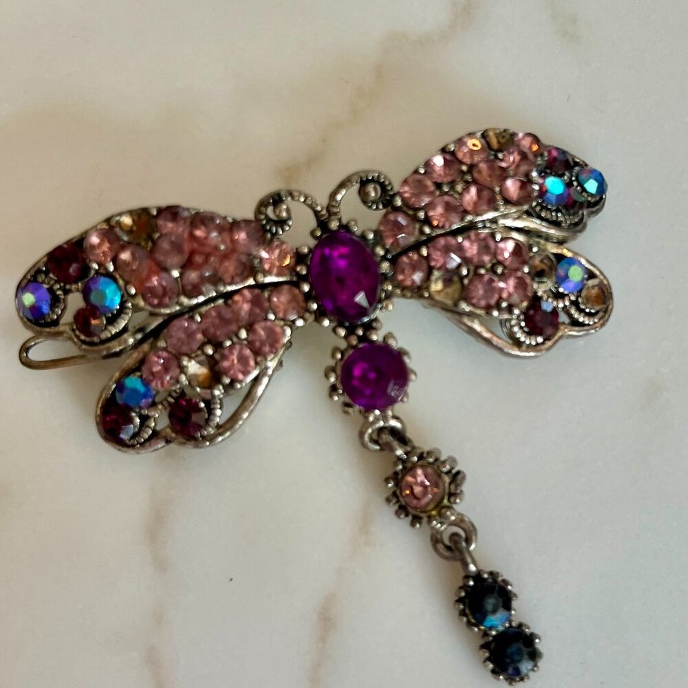 Dragonfly stone brooch
